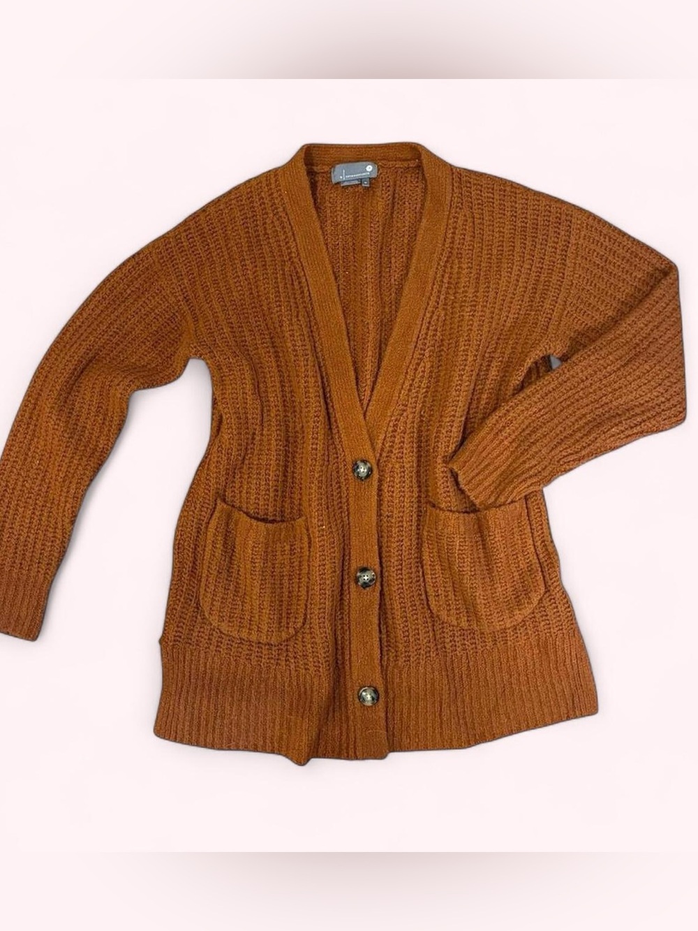 ANTHROPOLOGIE Rust-Brown Cable Knit Button Cardigan